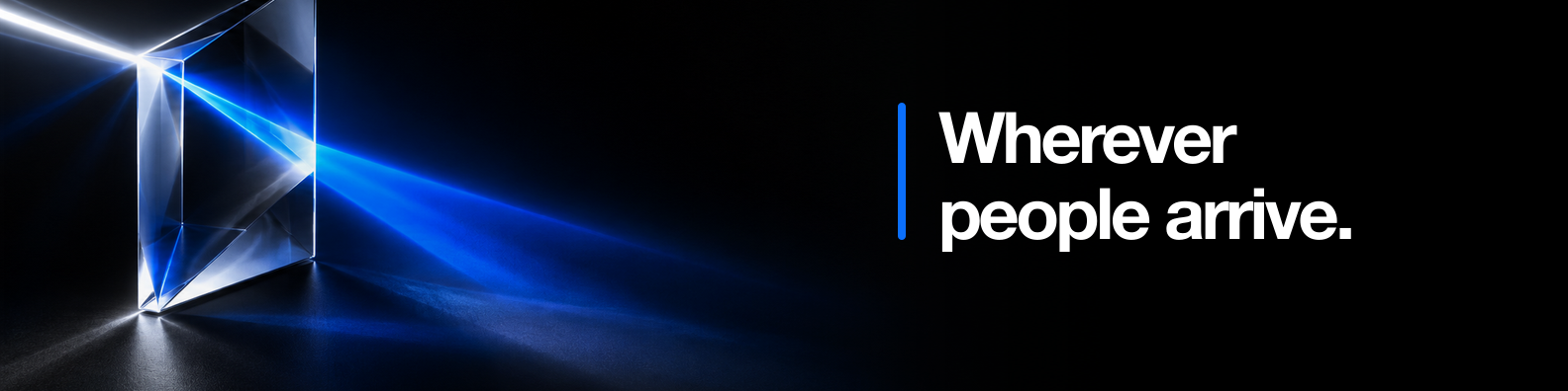 The company banner in use: the wave on black, with the avatar's quiet field on the left
